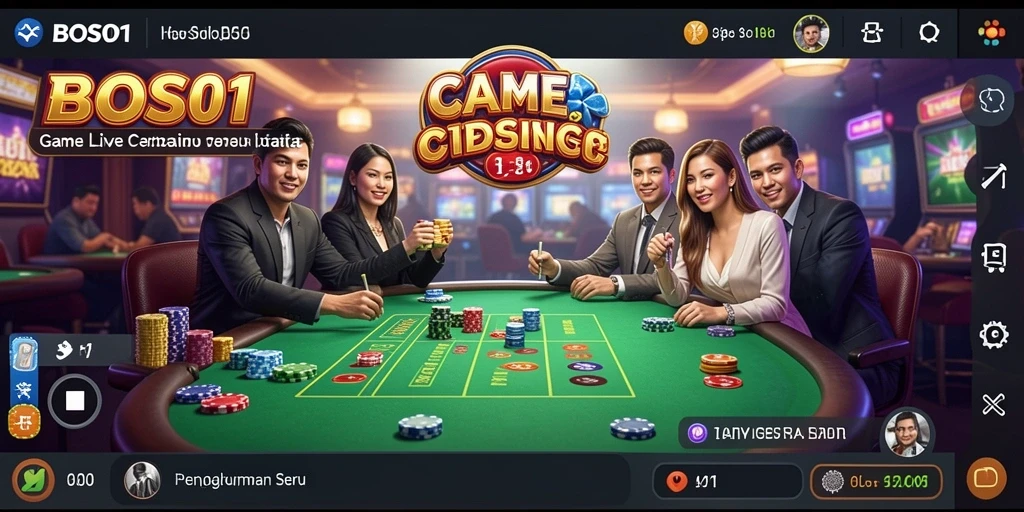 Tampilan gameplay Live Casino yang mendebarkan di BOS01.